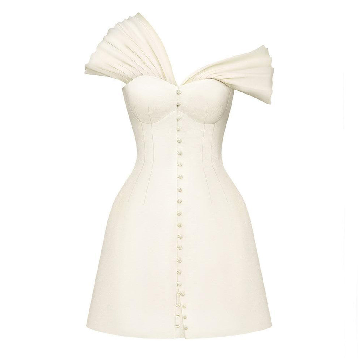 Imelda A-line Asymmetric Neck Polycotton Mini Dress
