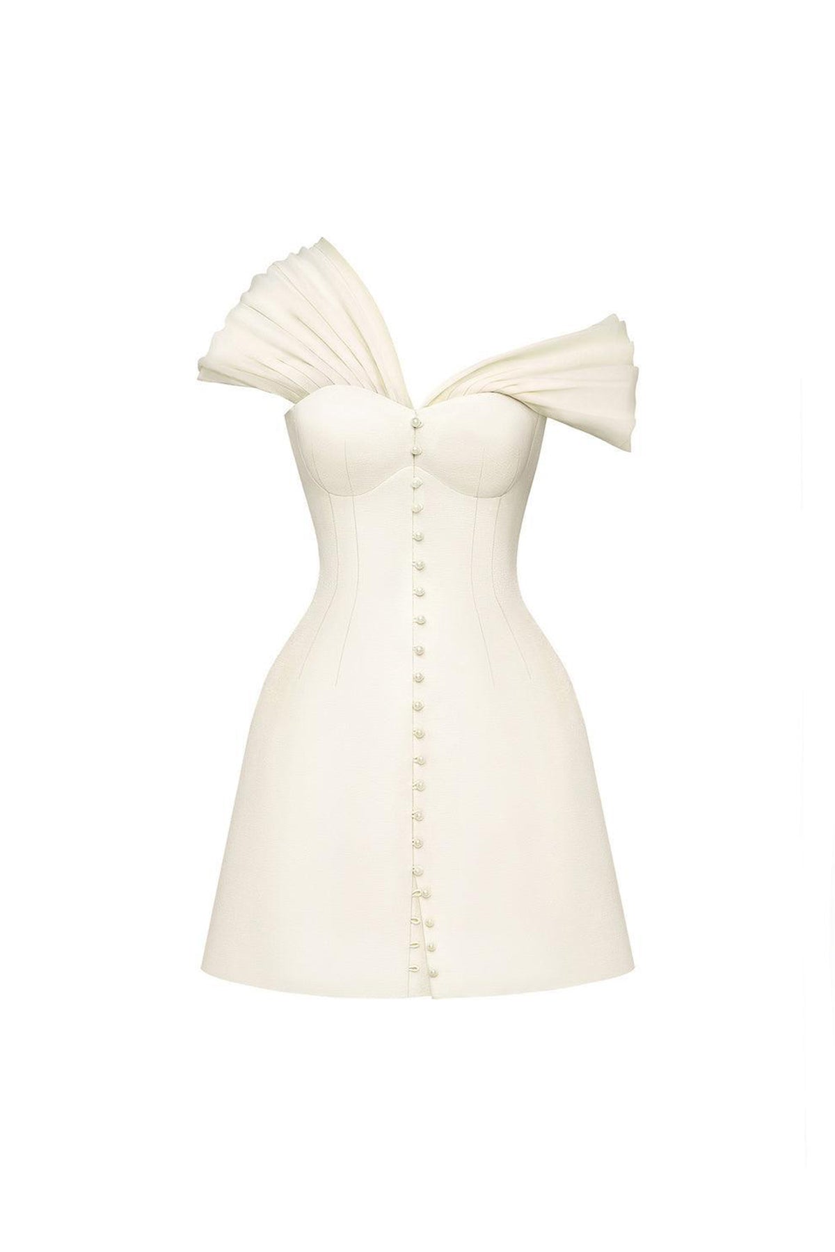 Imelda A-line Asymmetric Neck Polycotton Mini Dress