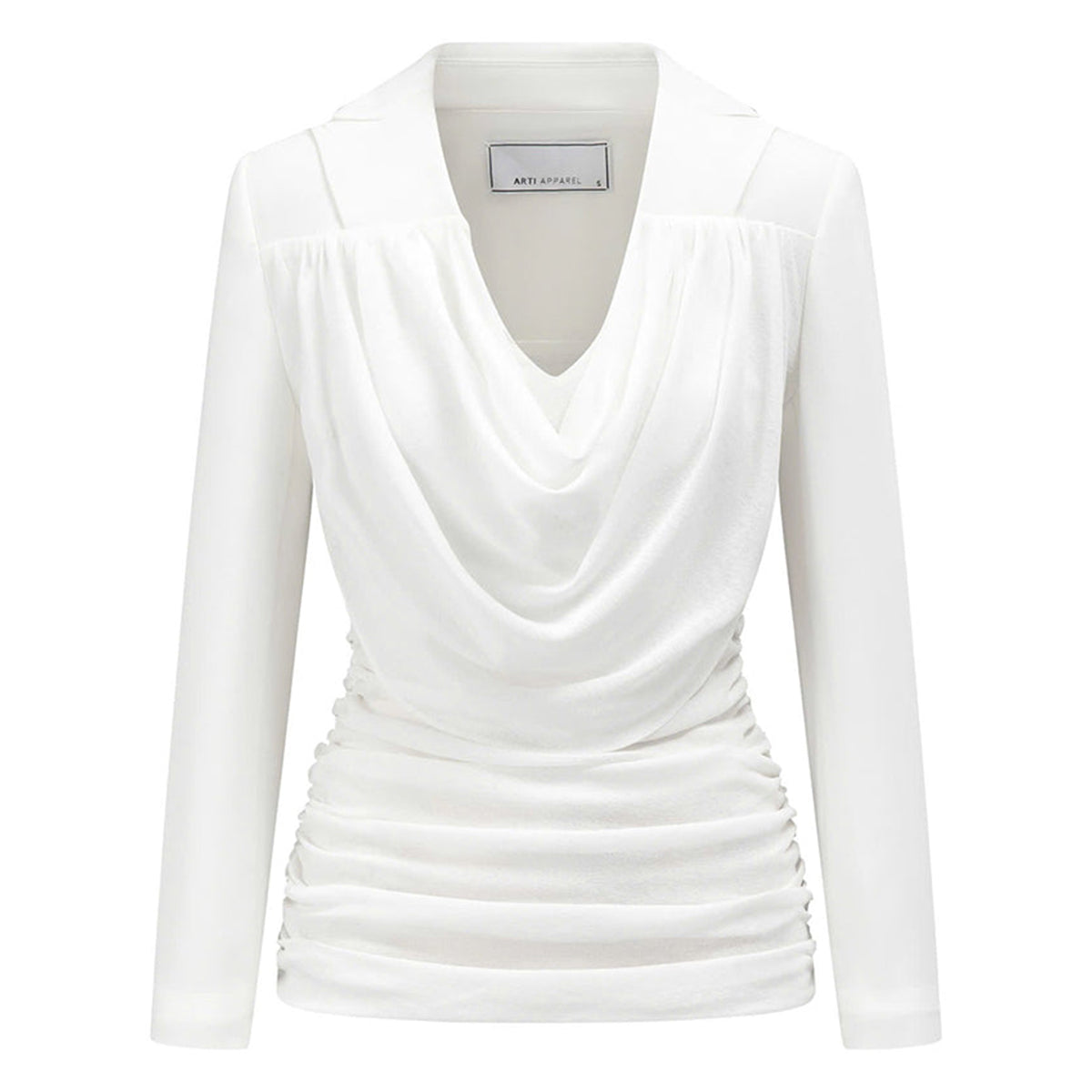 Jemmia Gathered Cowl Neck Cotton Blend Top