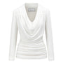 Jemmia Gathered Cowl Neck Cotton Blend Top