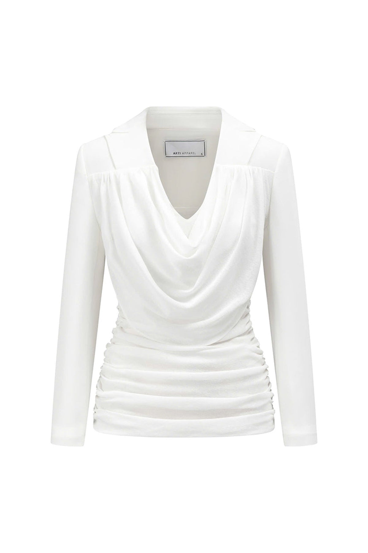 Jemmia Gathered Cowl Neck Cotton Blend Top