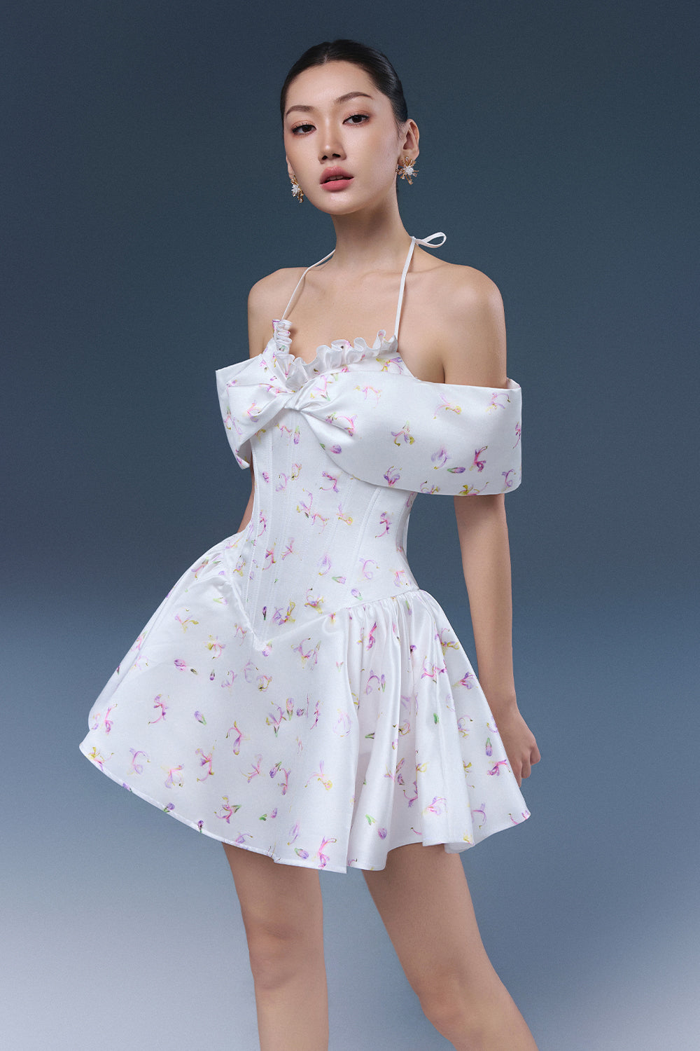 Women's Hebe Halter Mini Dress Bright White S/M/L/Customize MEAN BLVD Bright White / Customize