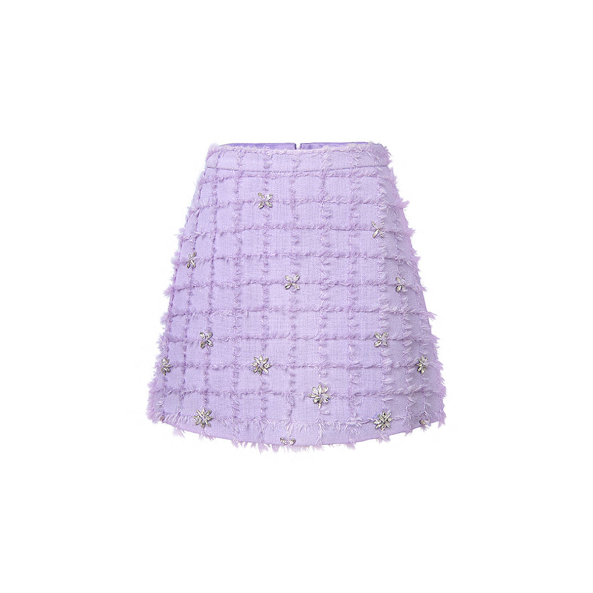 Primelle A-line Fringed Tweed Mini Skirt