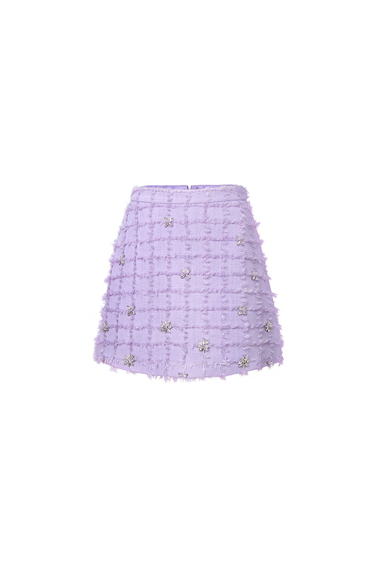 Primelle A-line Fringed Tweed Mini Skirt