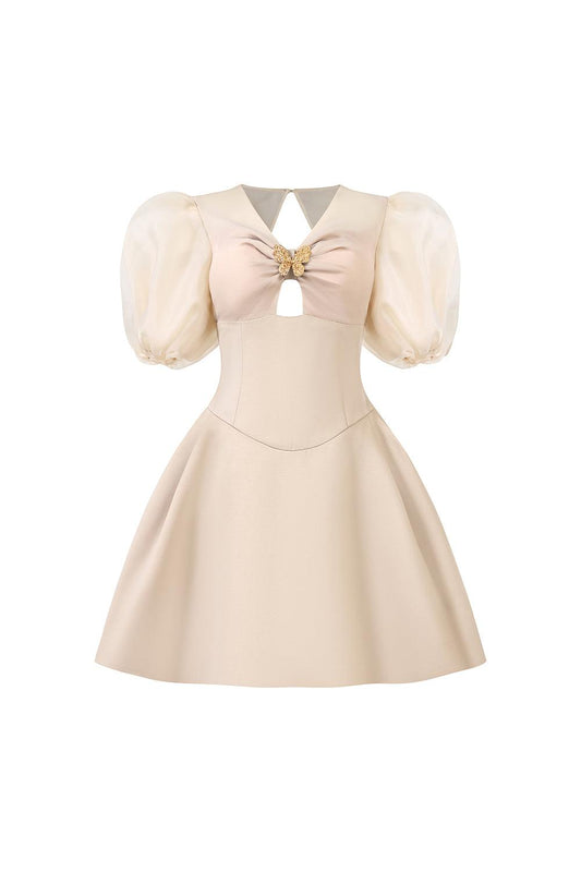 Nymph A-line Puffy Sleeved Taffeta Mini Dress