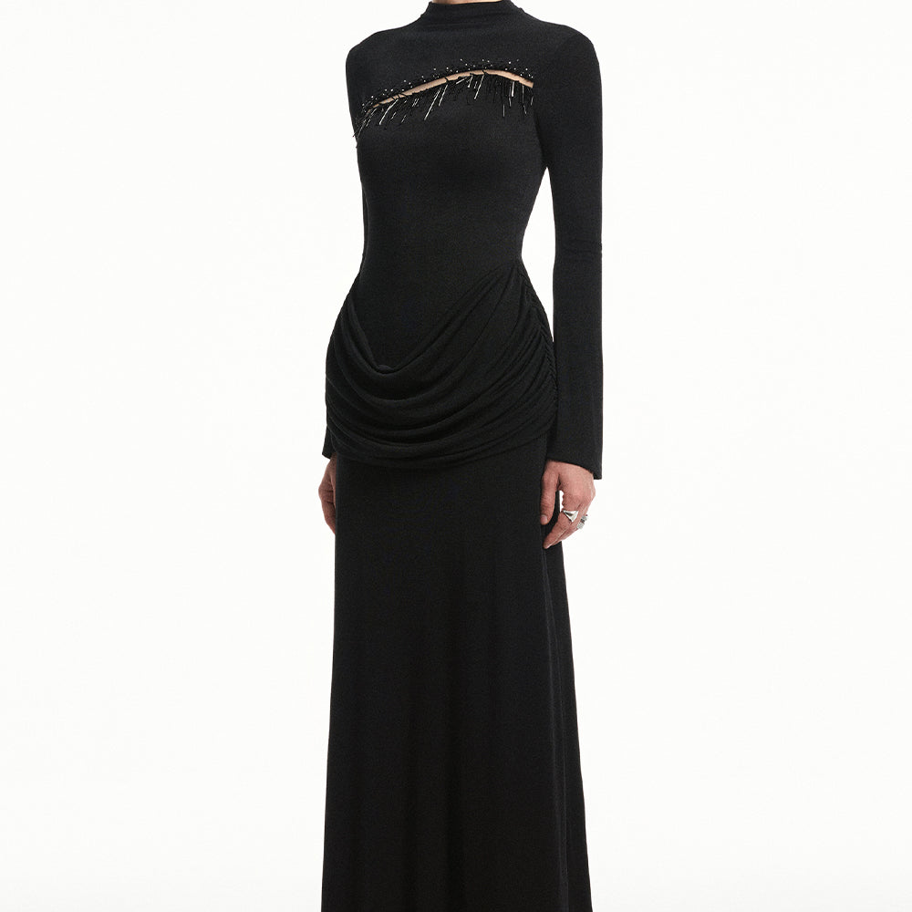 Aster High Neck Fringe Maxi Dress