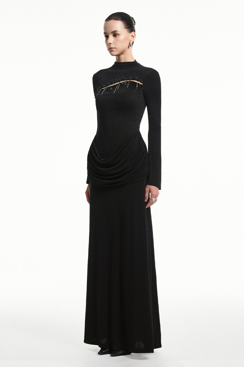 black fringe maxi dress Black Fringe Maxi Dress