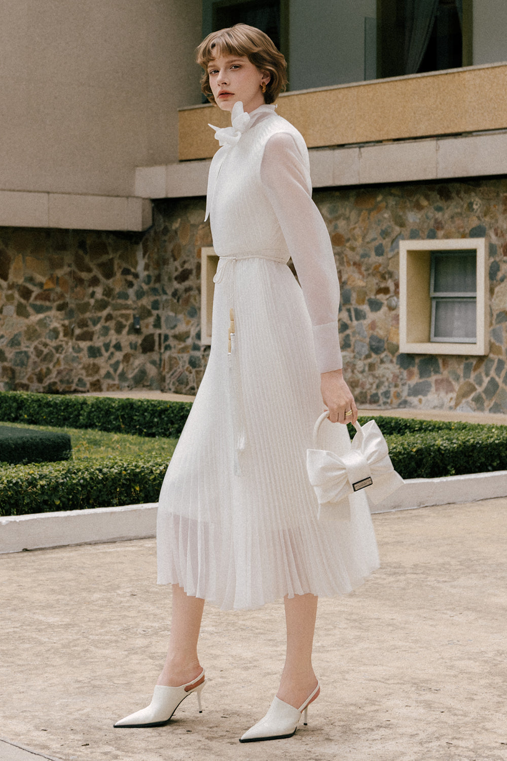 Sabrina Pleated Midi Dress
