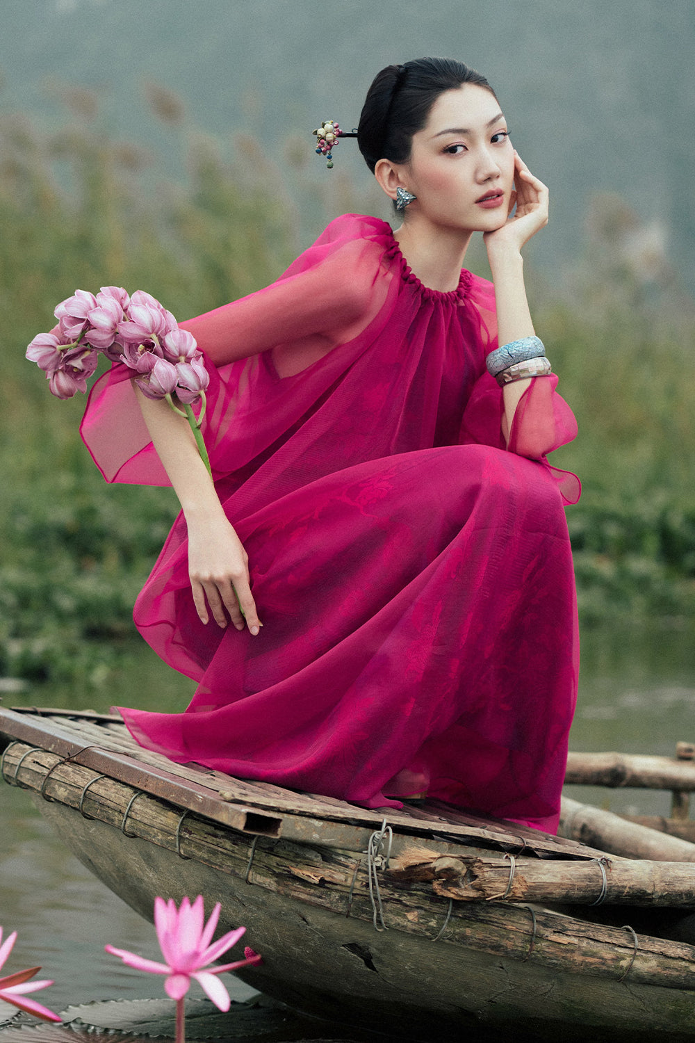Thuy Hoa Boat Neck Midi Dress