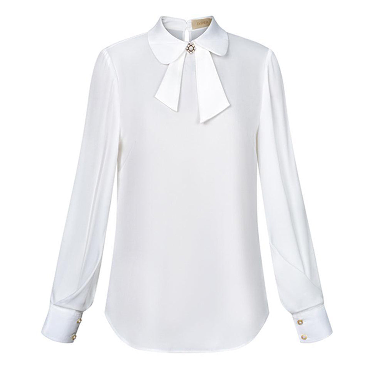 Hedy Straight Cuff Sleeved Polyester Silk Top