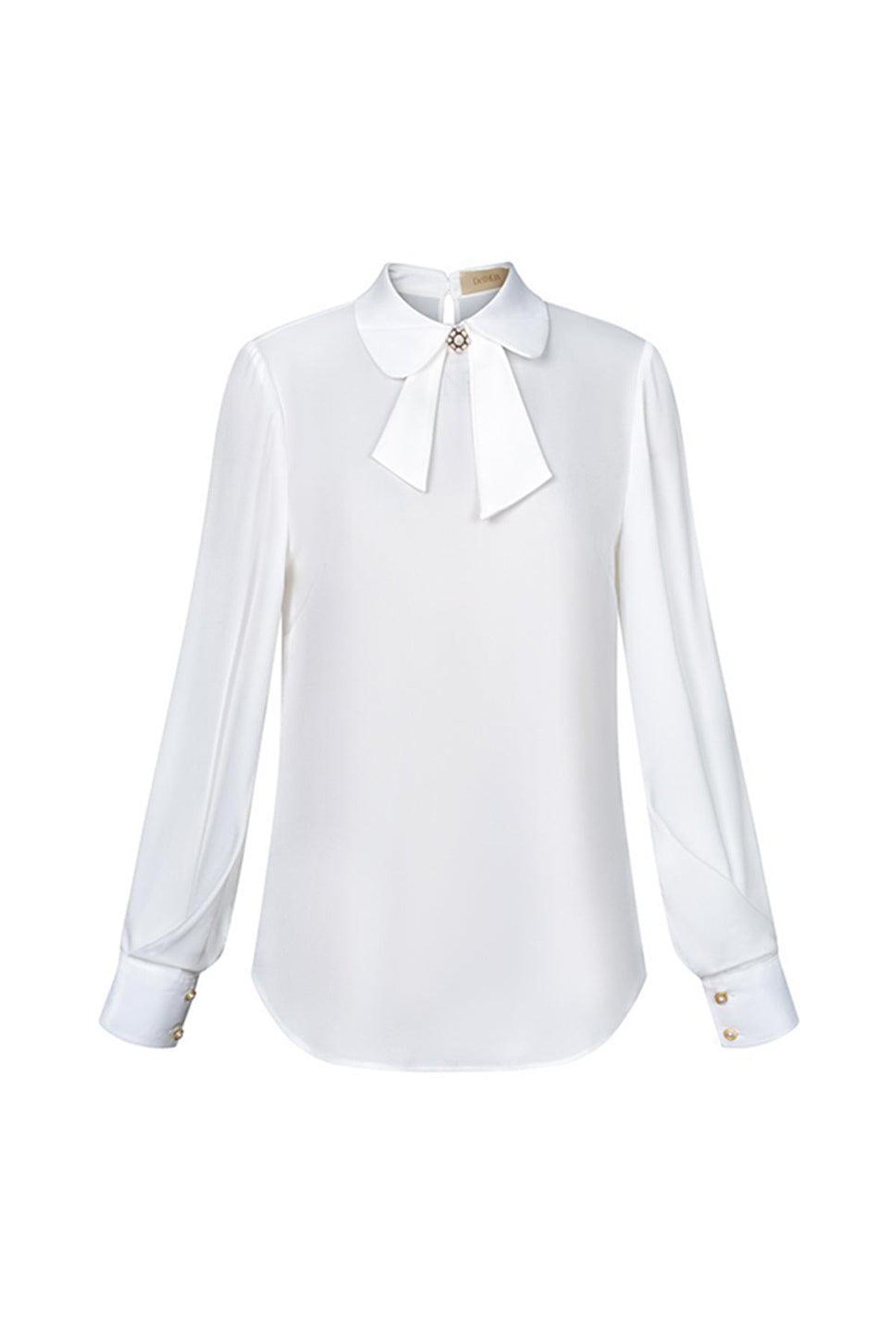 Hedy Straight Cuff Sleeved Polyester Silk Top
