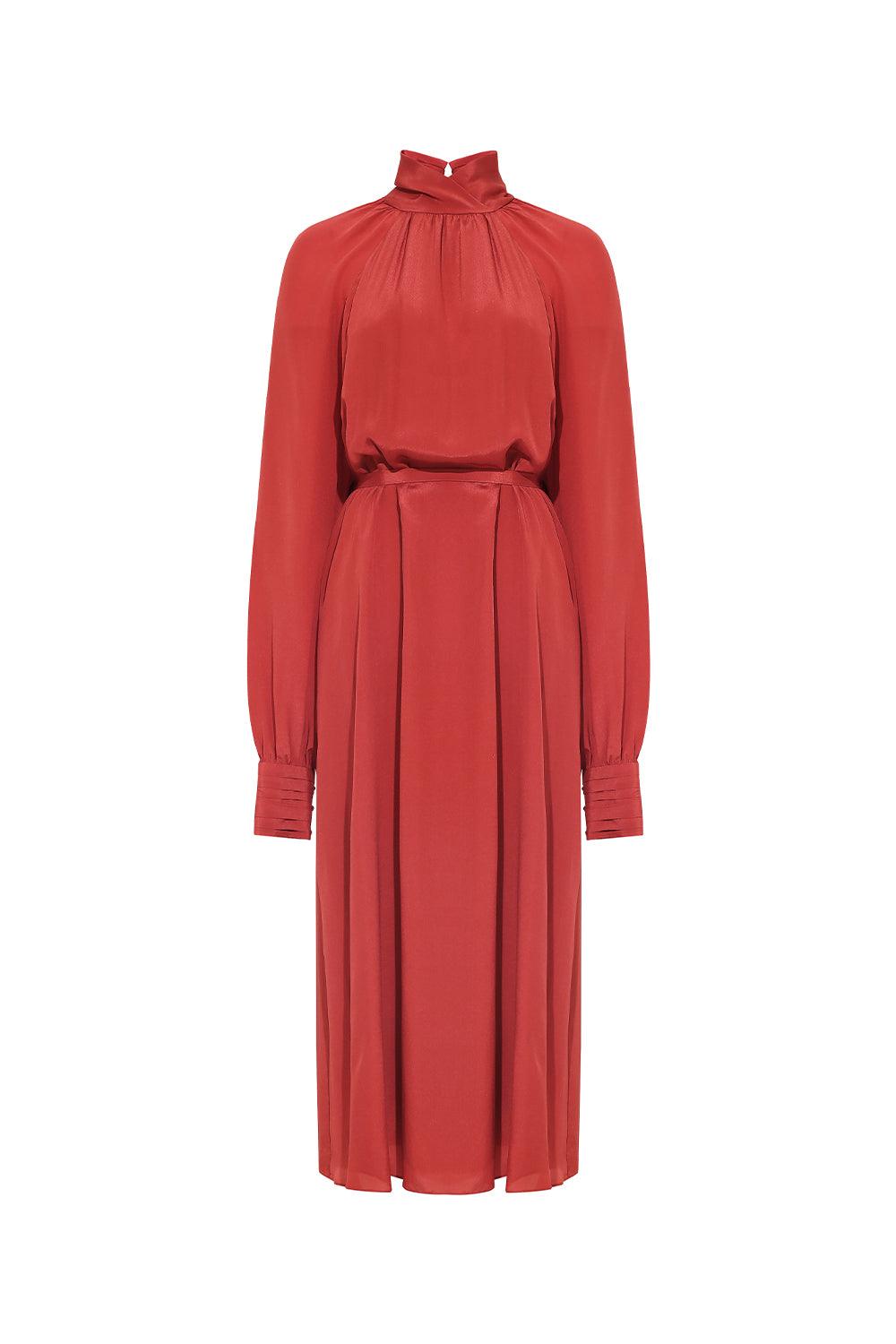 Palma Blouson Cuff Sleeved Crepe De Chine Midi Dress