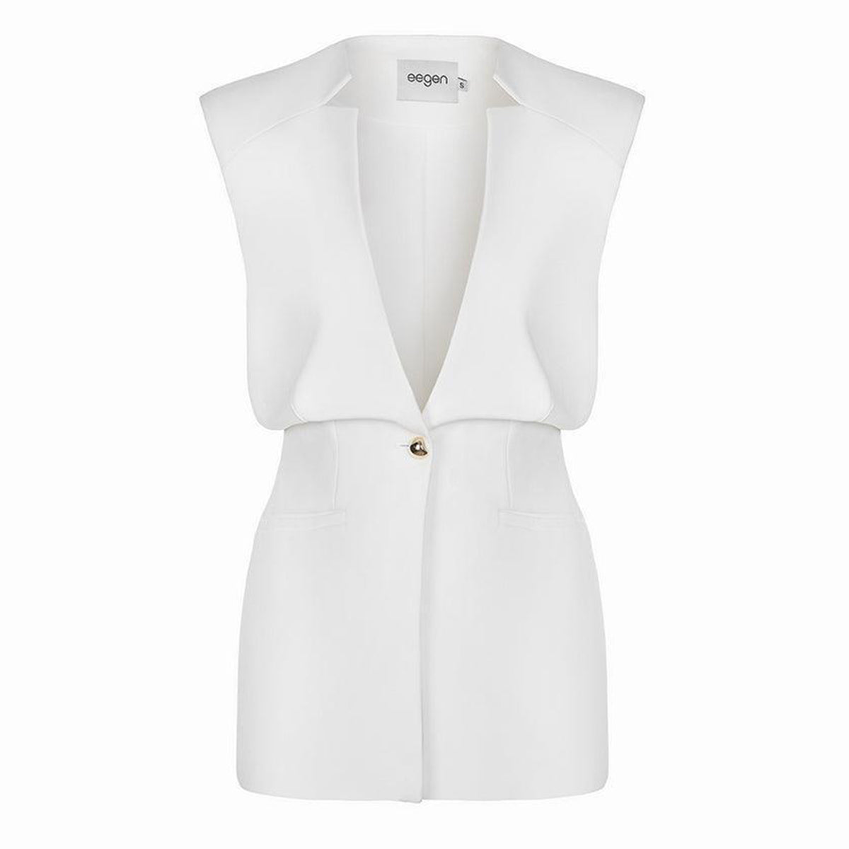 Mola Straight Sleeveless Taffeta Blazer