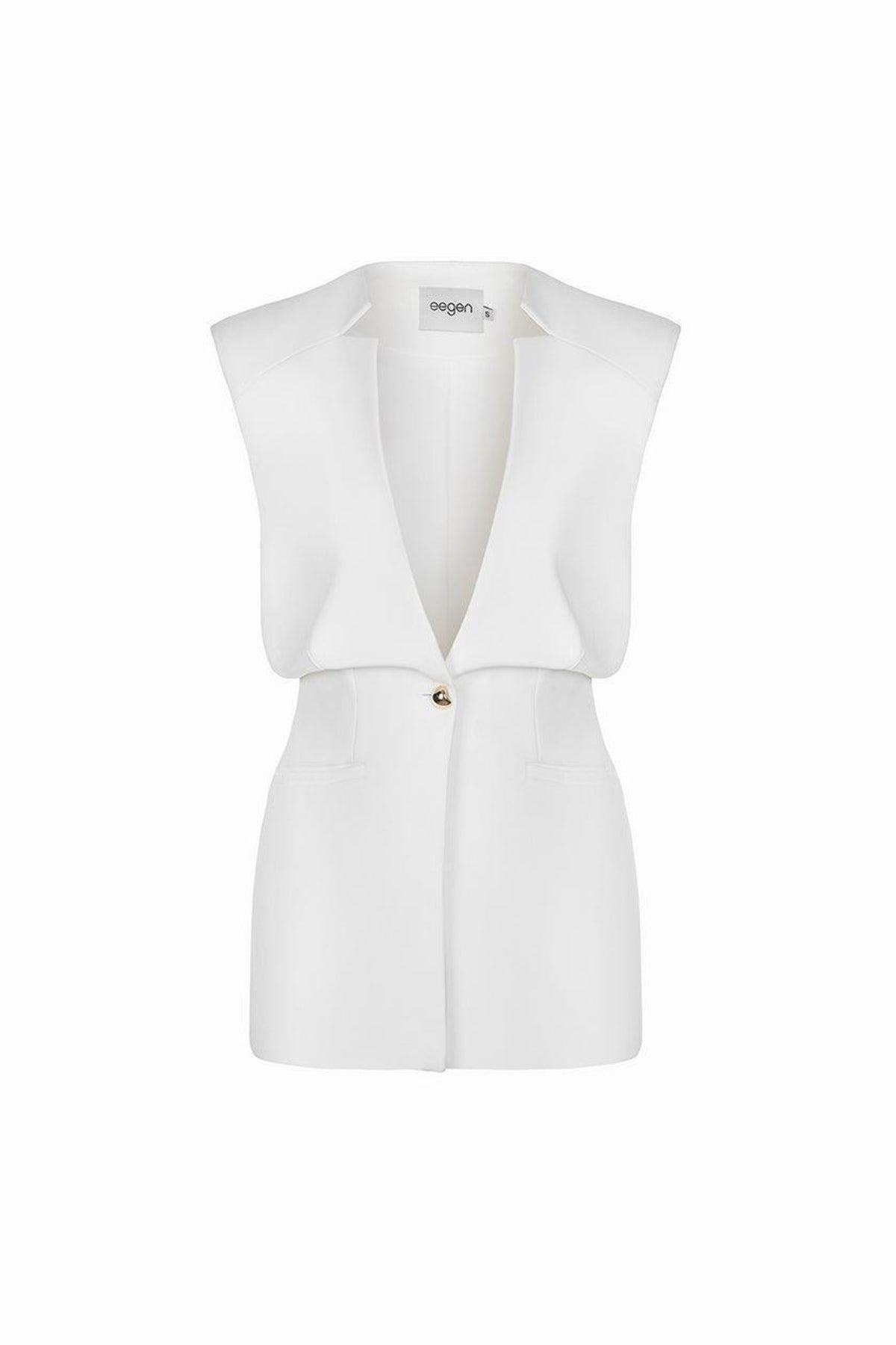 Mola Straight Sleeveless Taffeta Blazer