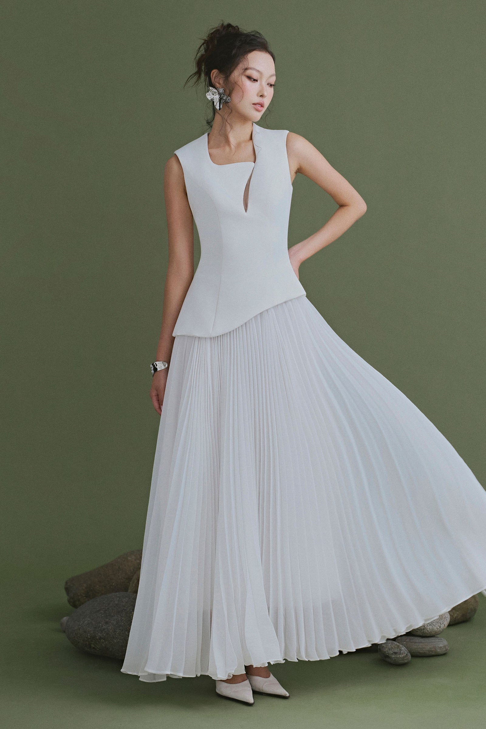 Mist Pleated Maxi Dress