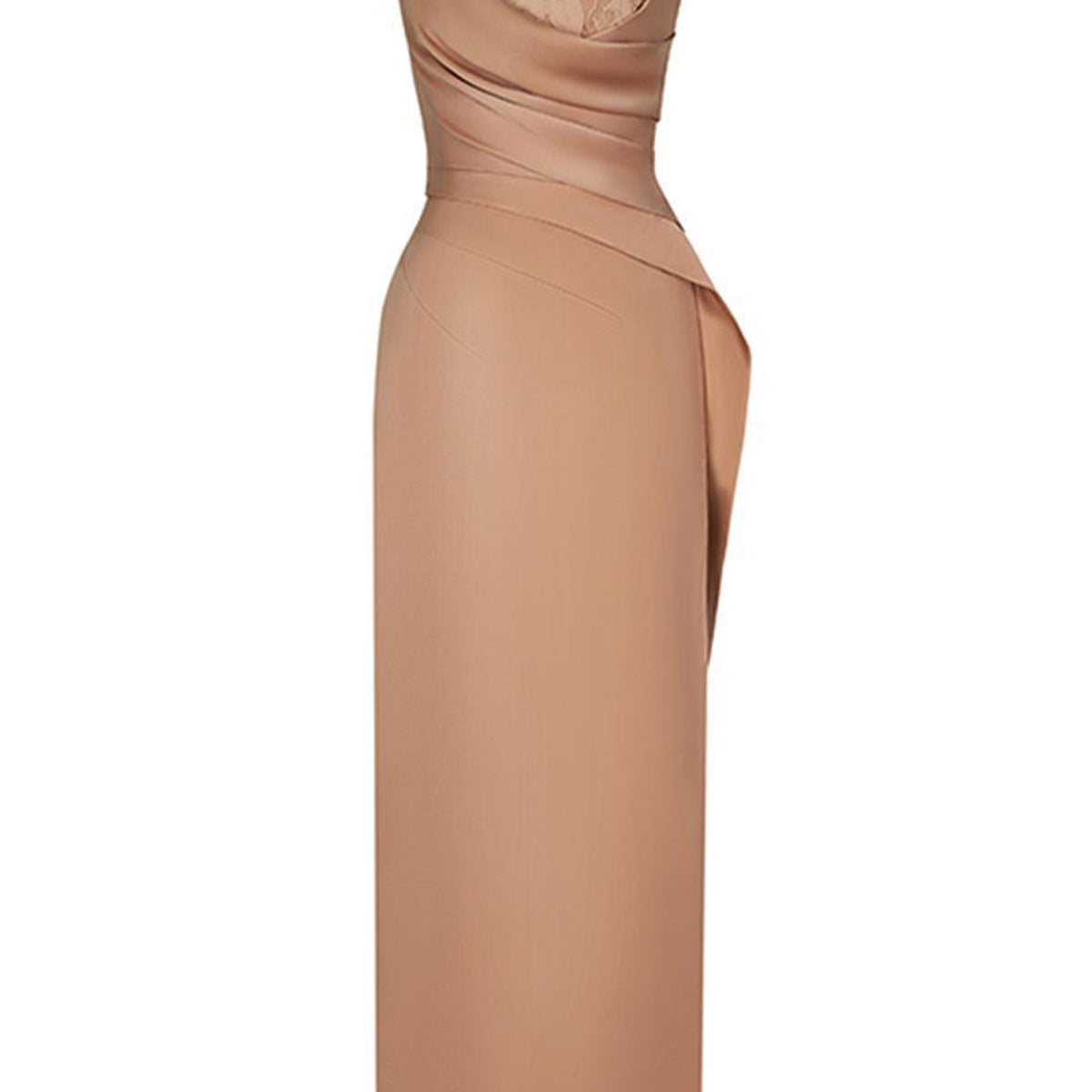 Gisèle Strapless Slit Hem Polyester Silk Floor Length Dress