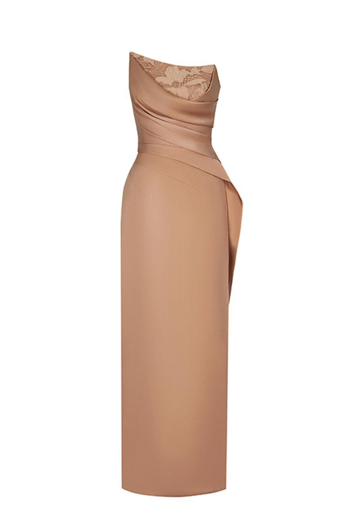Gisèle Strapless Slit Hem Polyester Silk Floor Length Dress