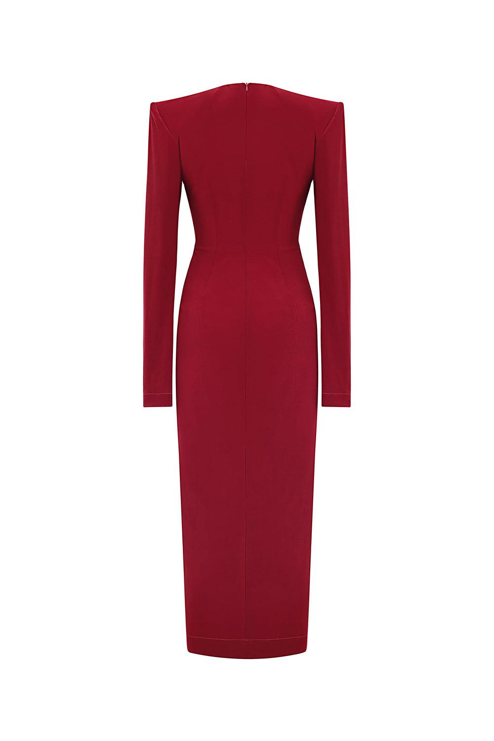 Valencia Sheath Long Sleeved Cotton Spandex Midi Dress