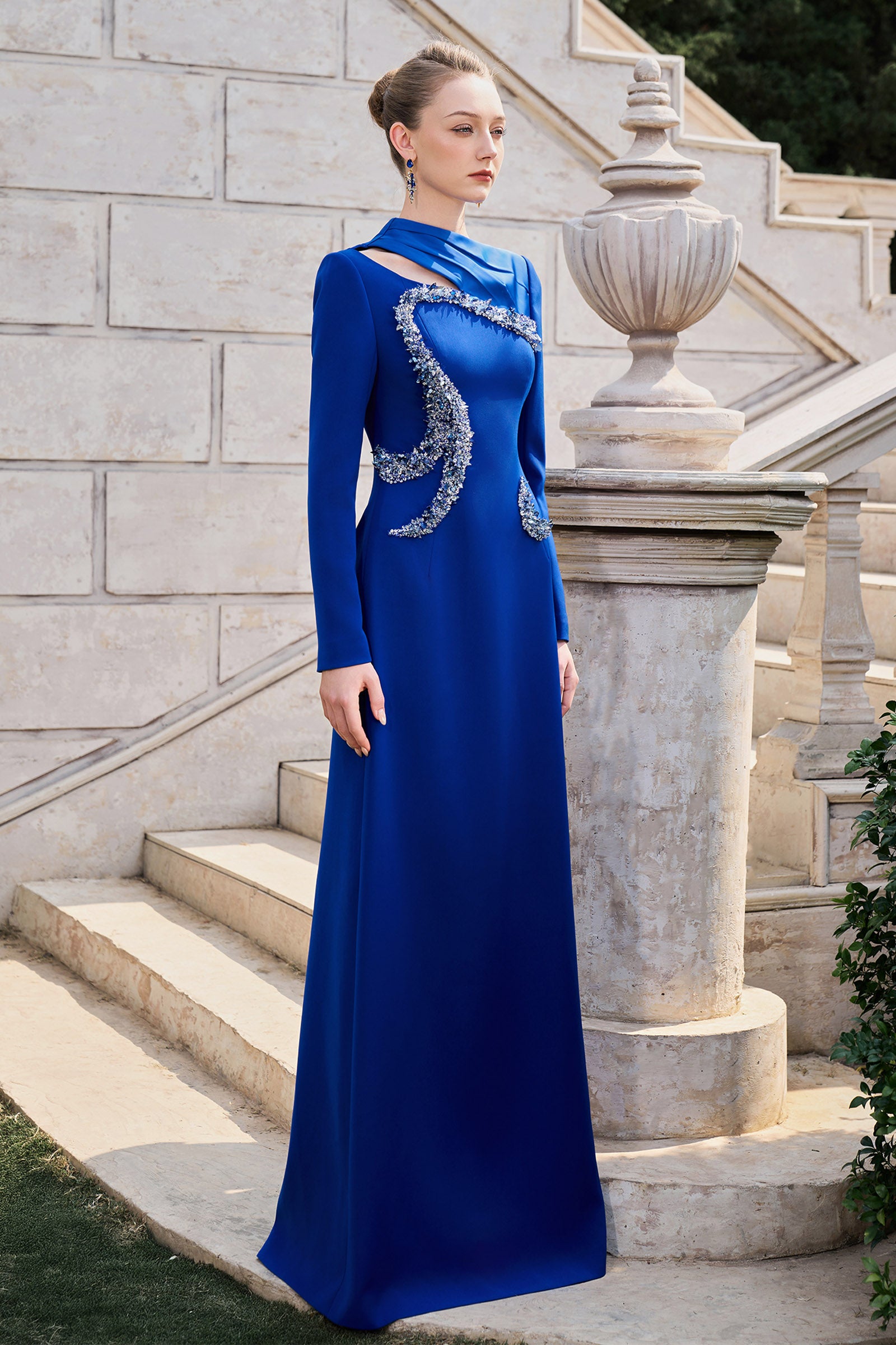 Nova Asymmetric Neck Maxi Dress