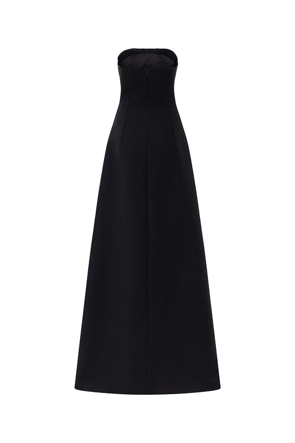 Ermias A-line Straight Across Neck Velvet Satin Floor Length Dress