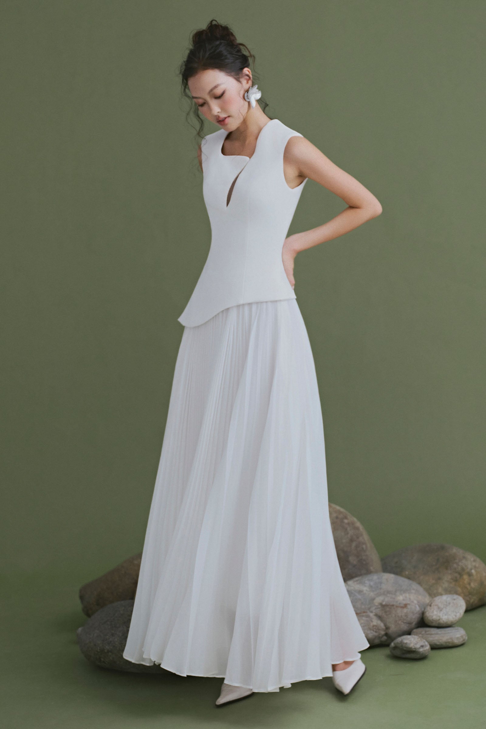 Mist Pleated Maxi Dress
