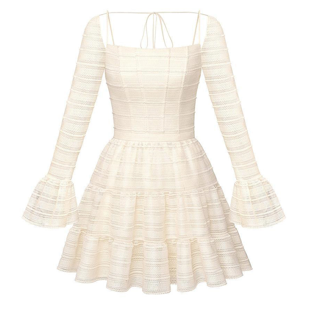 Giorgia Tiered Poet Sleeved Lace Mini Dress