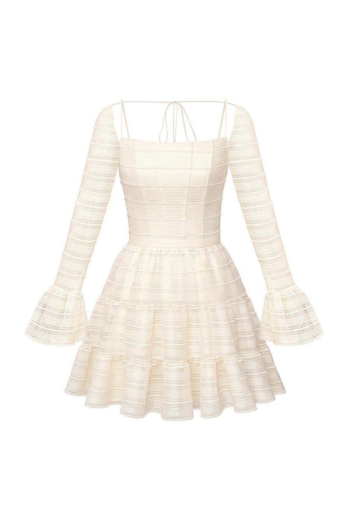Giorgia Tiered Poet Sleeved Lace Mini Dress