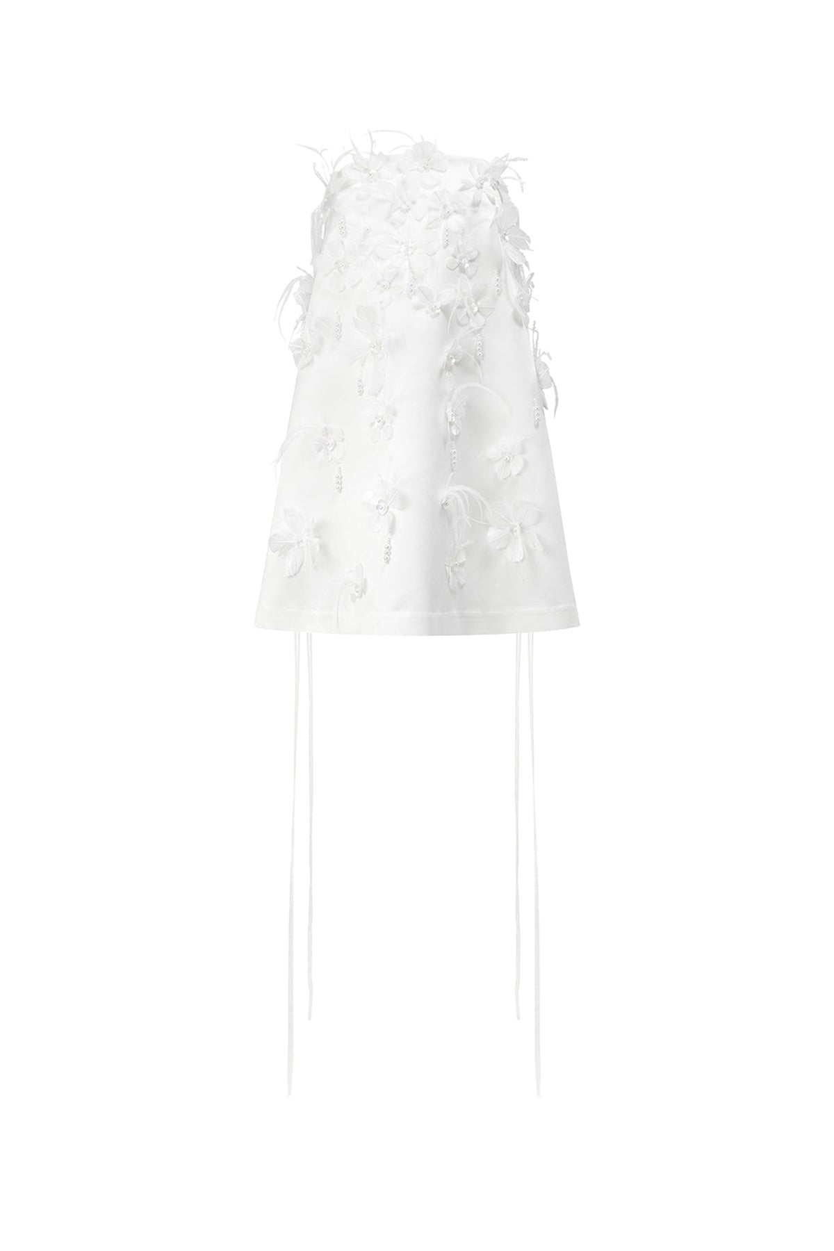 Isabelle A-line Straight Across Neck Silk Blend Mini Dress