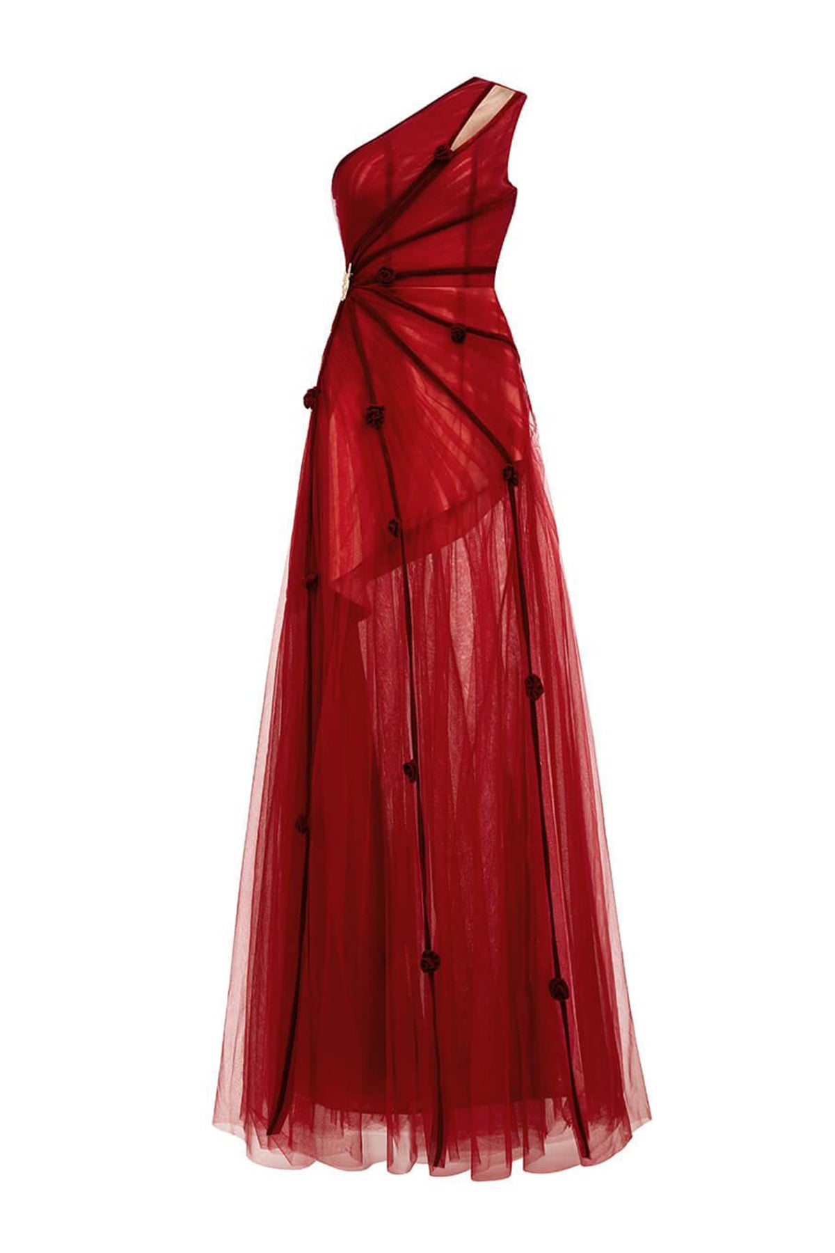Makenna A-line One Shoulder Polyester Floor Length Dress