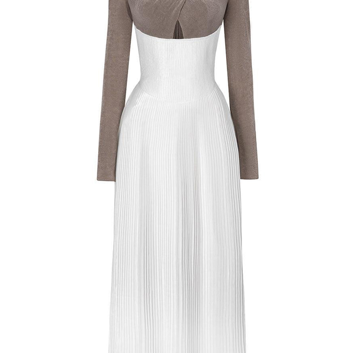 Poise Pleated Crossover Satin Ankle Length Dress