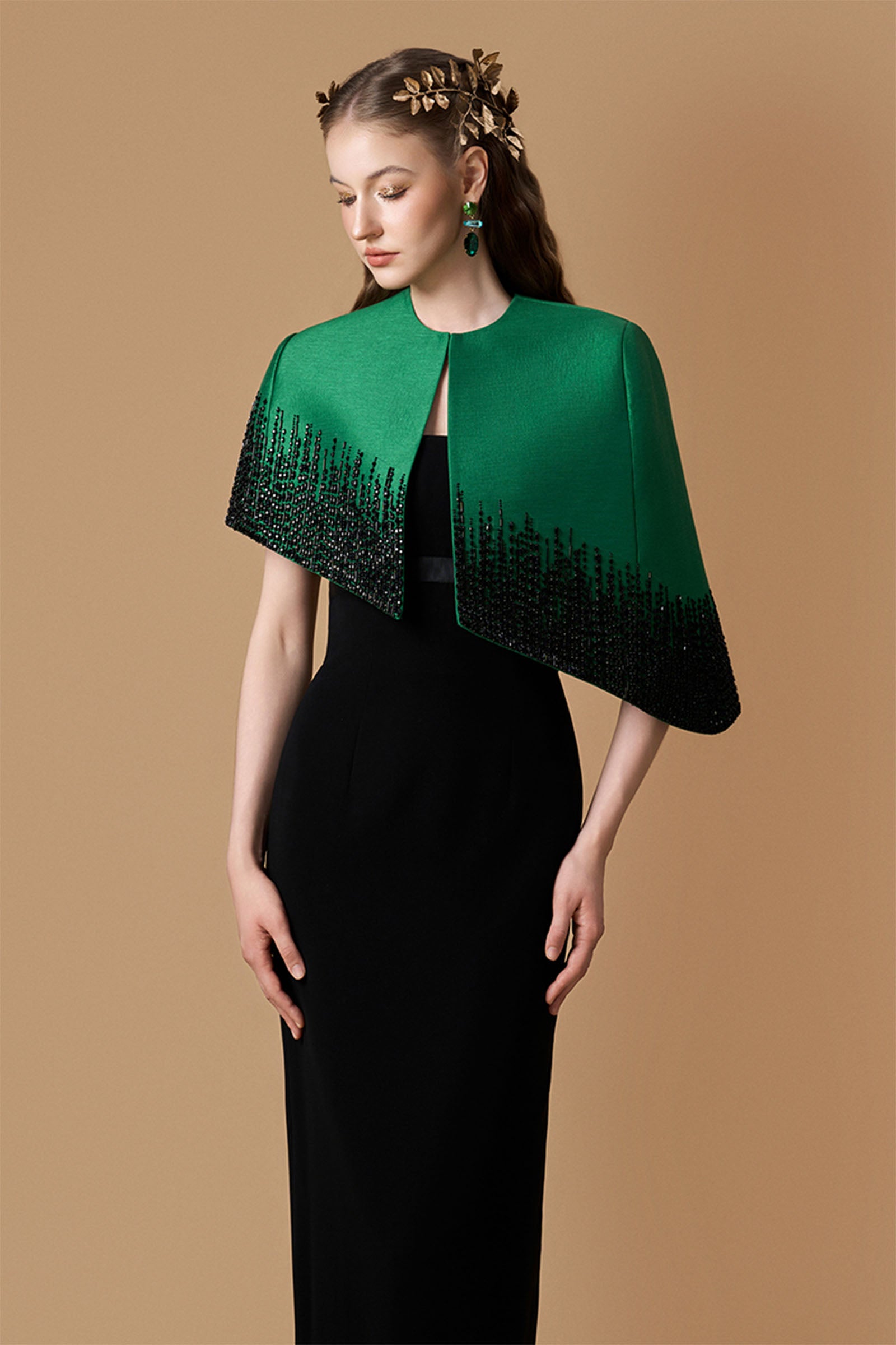 Elyra Cape Sleeve Maxi Dress