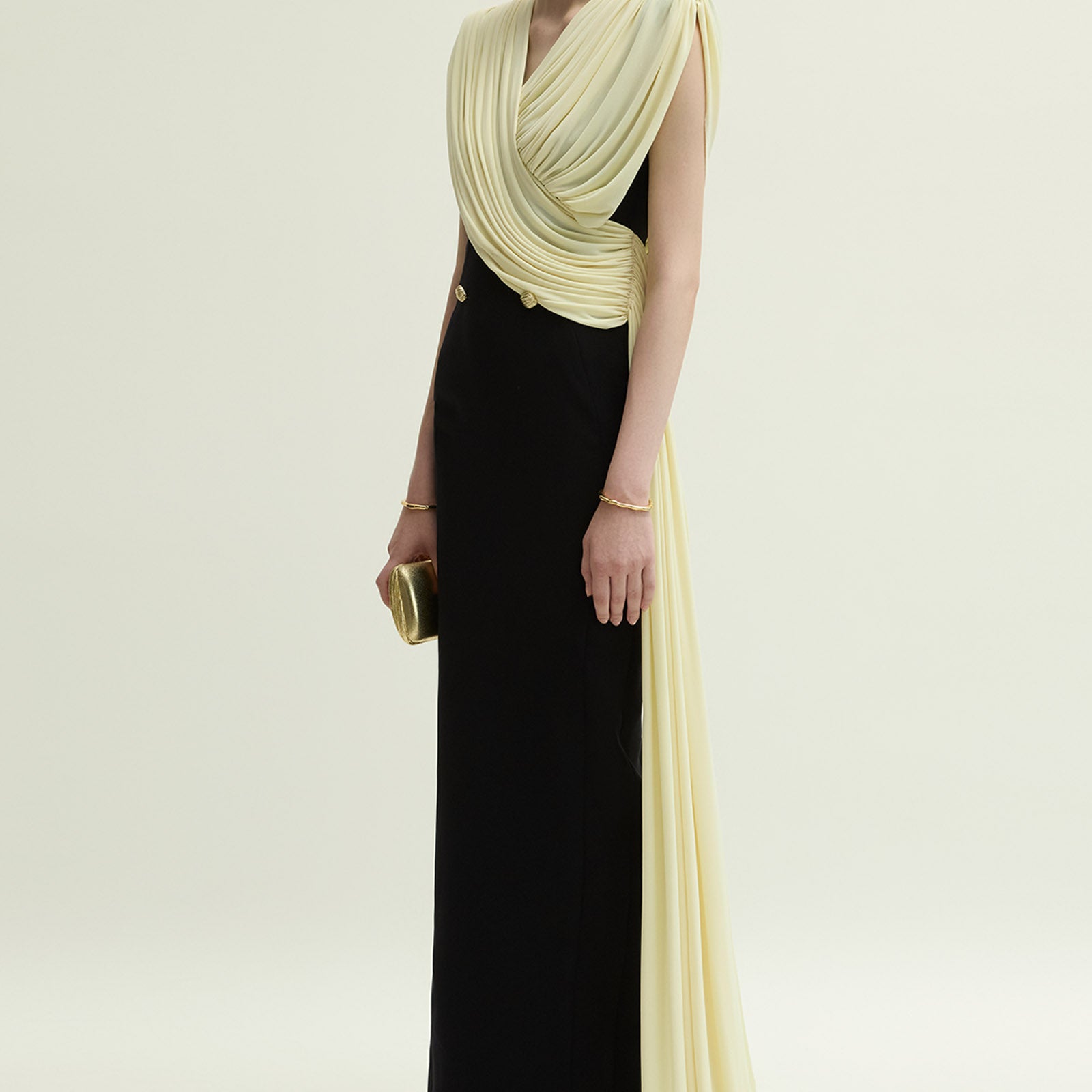 Panton V-Neck Draped Maxi Dress