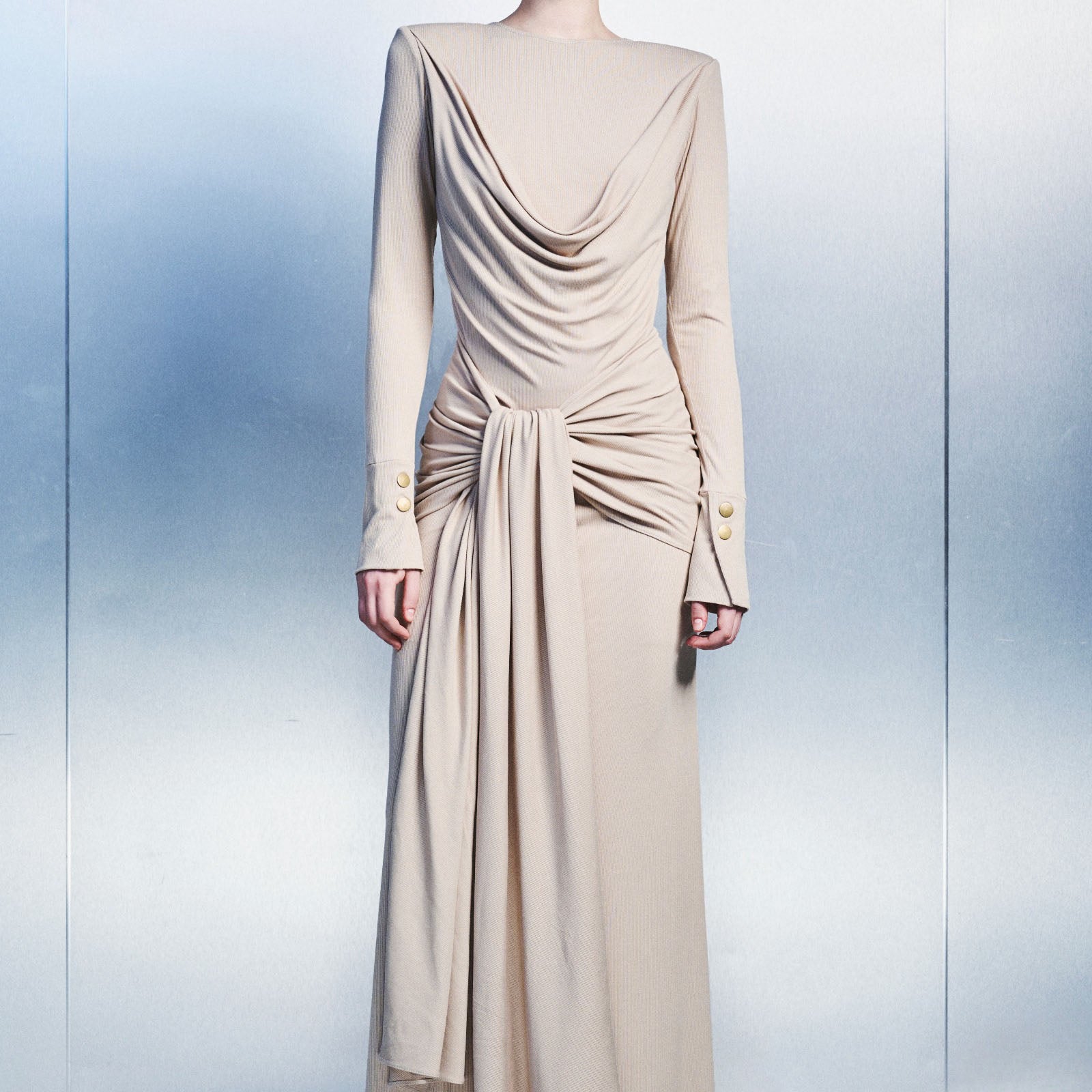 Wave Draped Maxi Dress