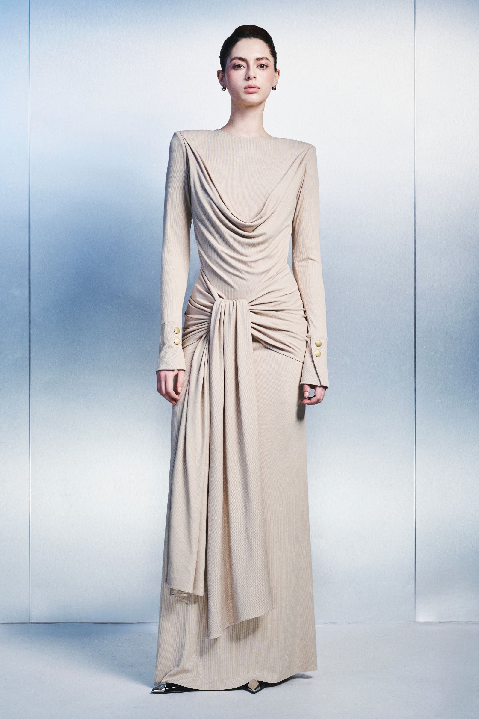 Wave Draped Maxi Dress