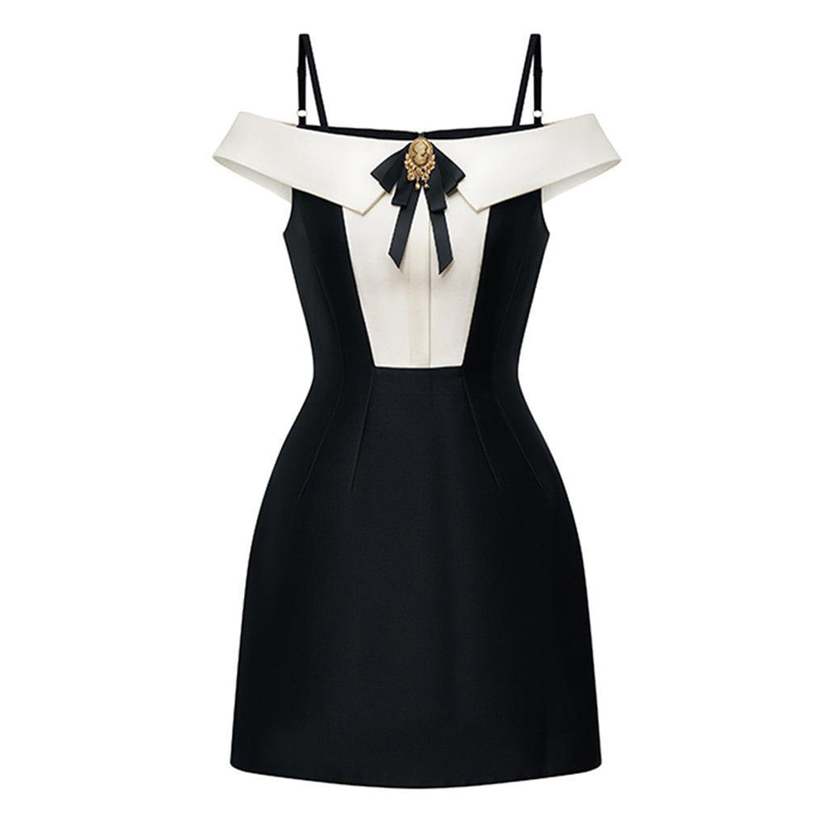 Germaine A-line Cold Shoulder Sleeved Taffeta Mini Dress