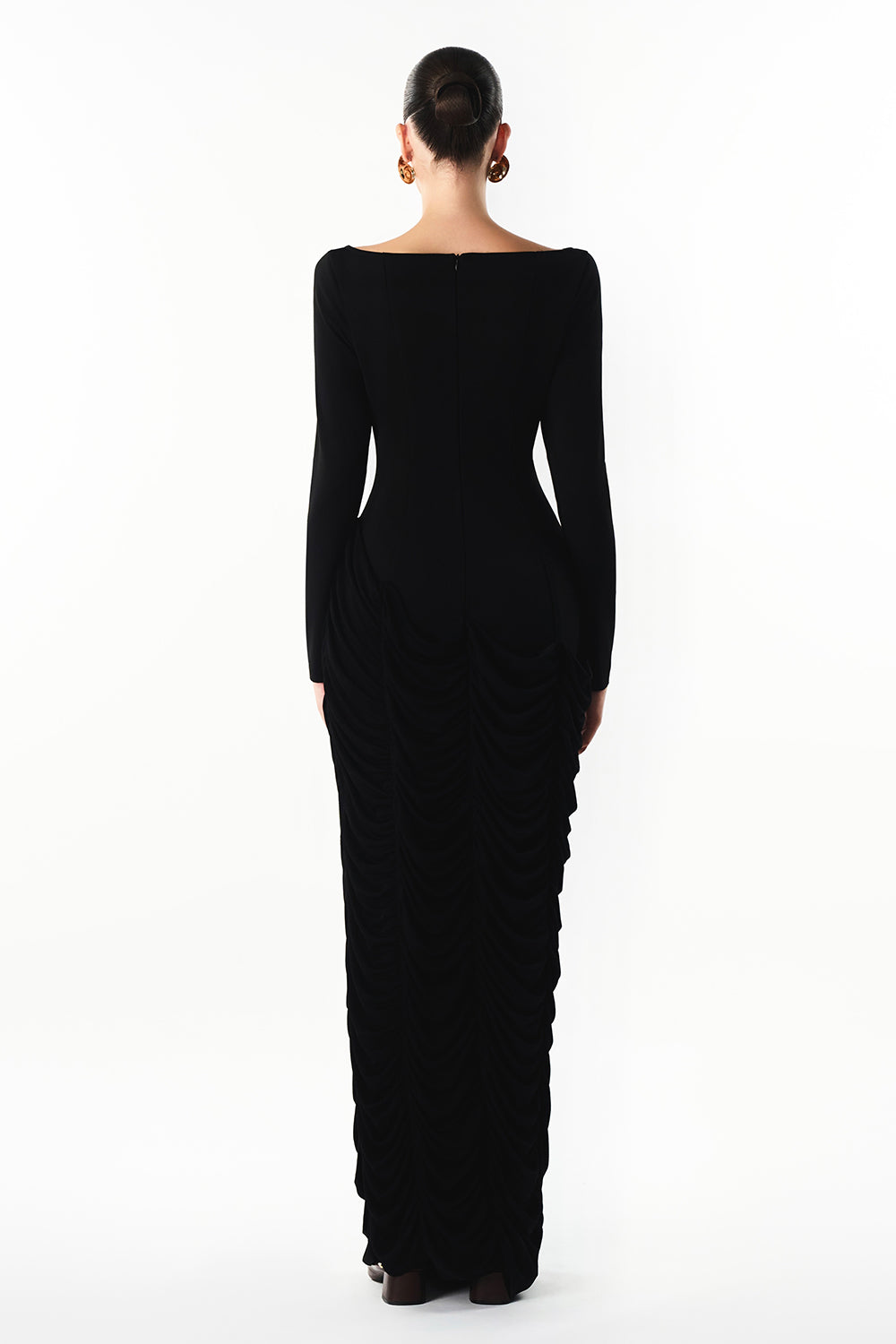 Zera Boat Neck Gathering Maxi Dress