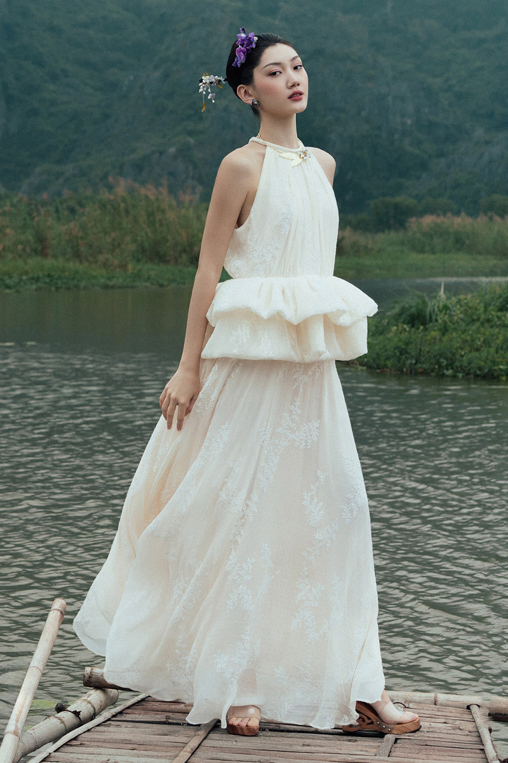 Hoa Anh Peplum Maxi Dress