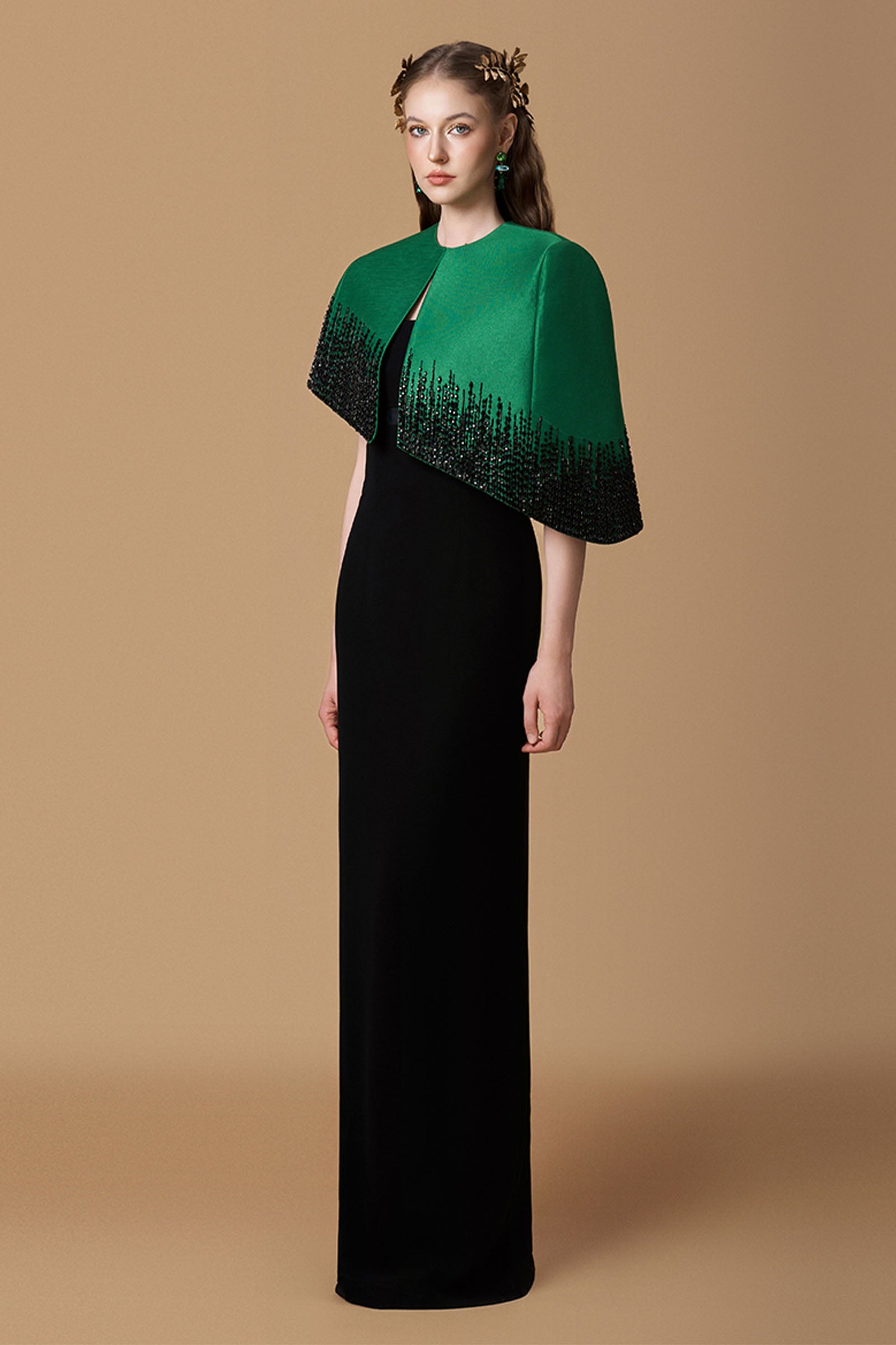 Elyra Cape Sleeve Maxi Dress
