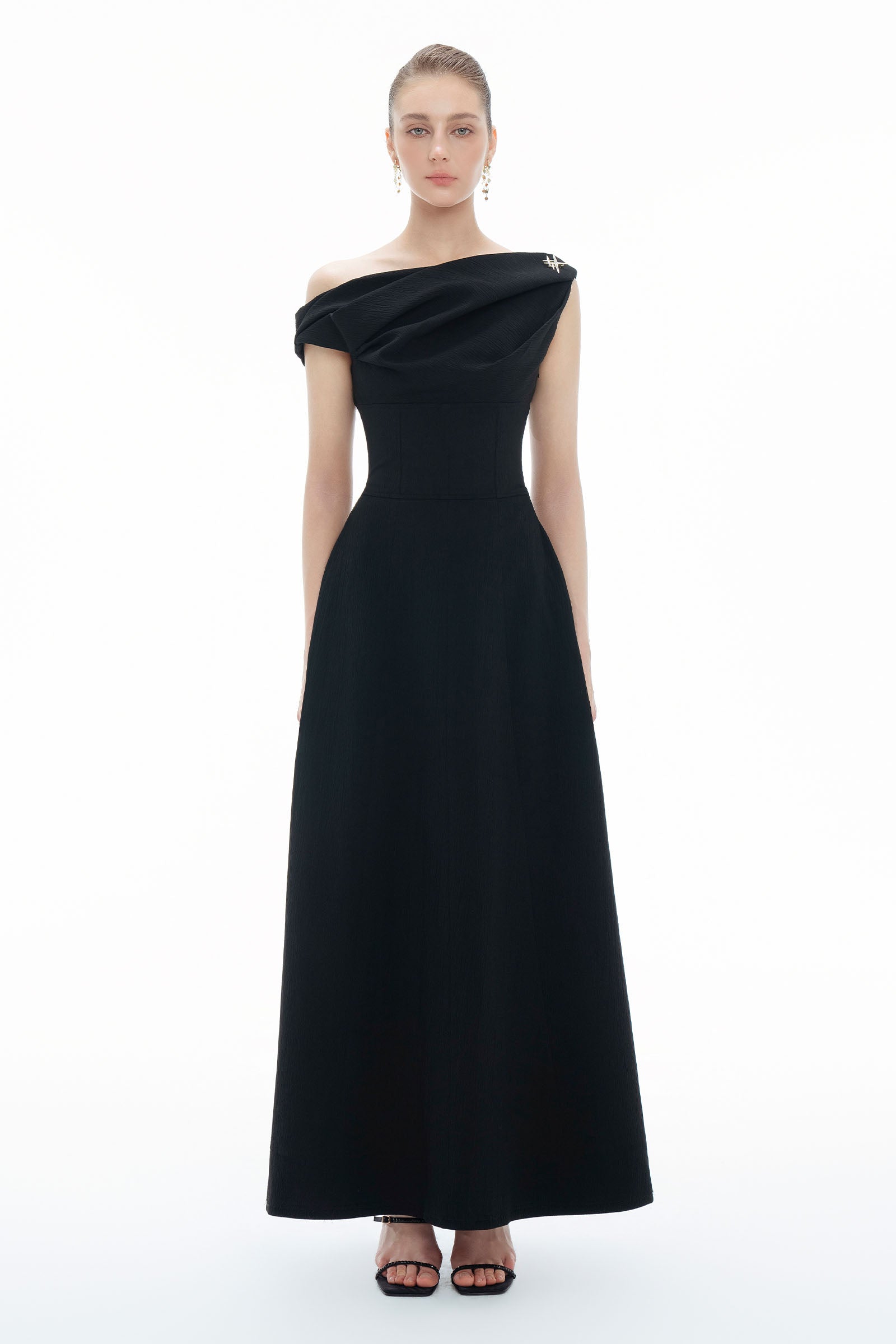 Charlotte Asymmetric Neck Maxi Dress