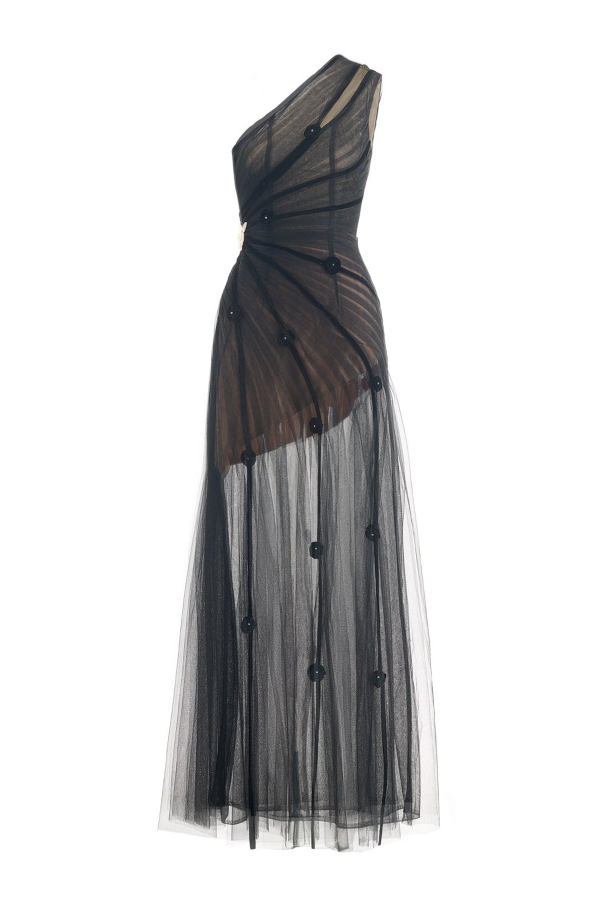 Makenna A-line One Shoulder Polyester Floor Length Dress