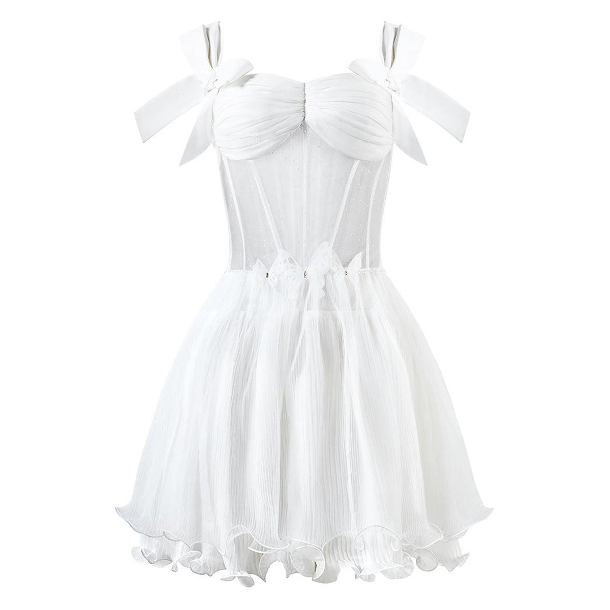 Pixie A-line Layered Mesh Silk Mini Dress