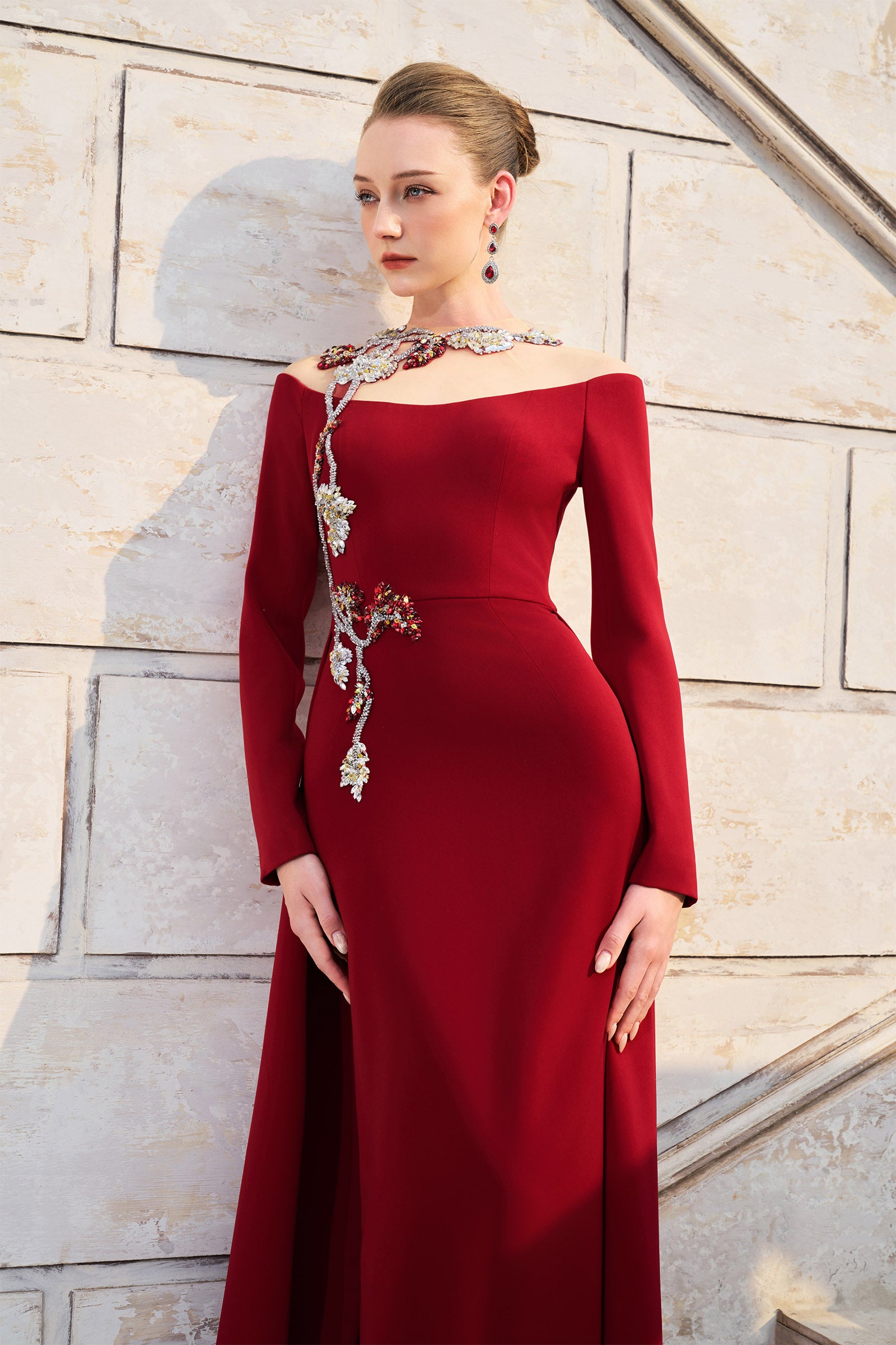 maxi illusion dress Women's Gemma Illusion Ruffle Maxi Dress XS/S/M/L/XL/Customize Gilded Beige MEAN BLVD