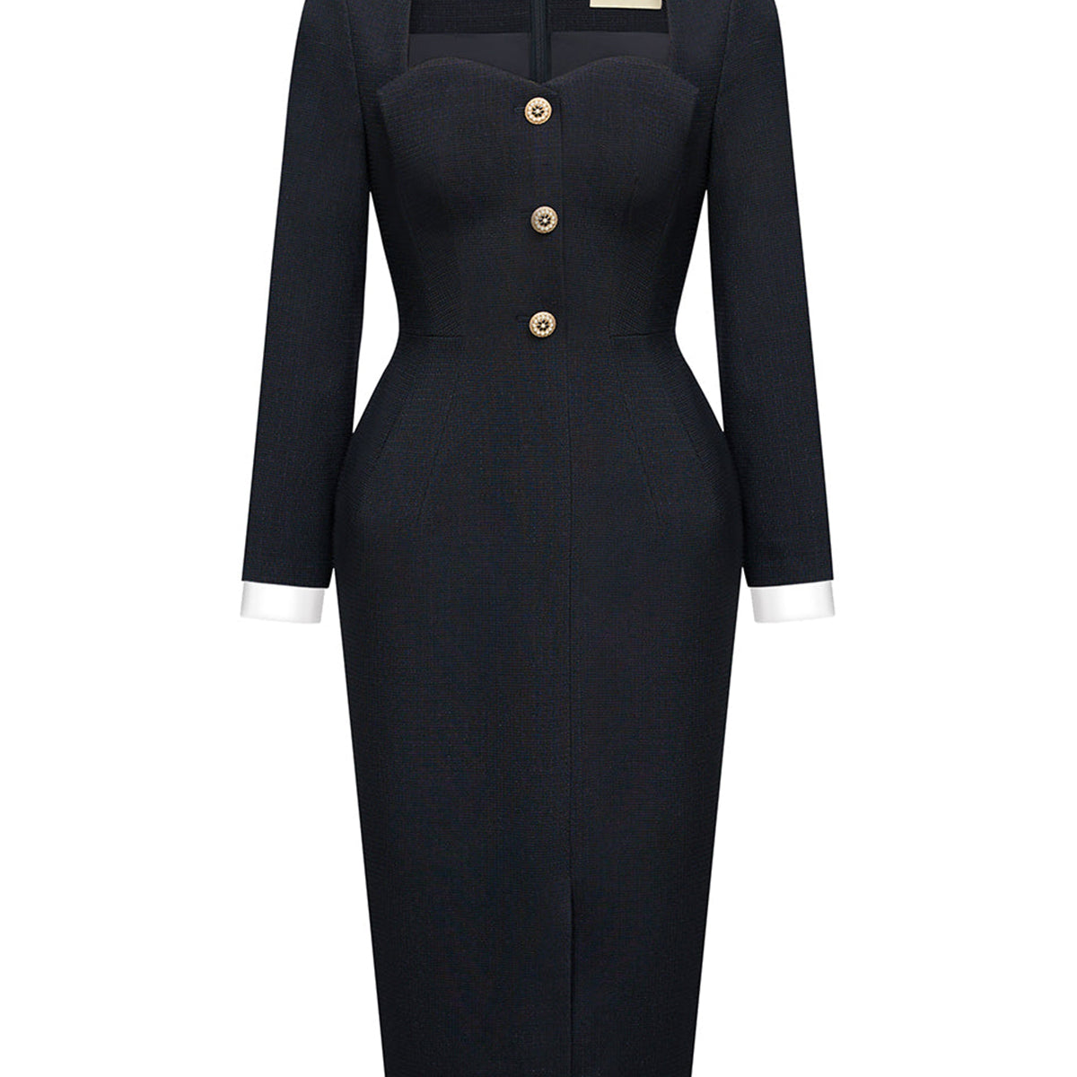 Georgiana Pegged Queen Anne Neck Polycotton Knee-length Dress