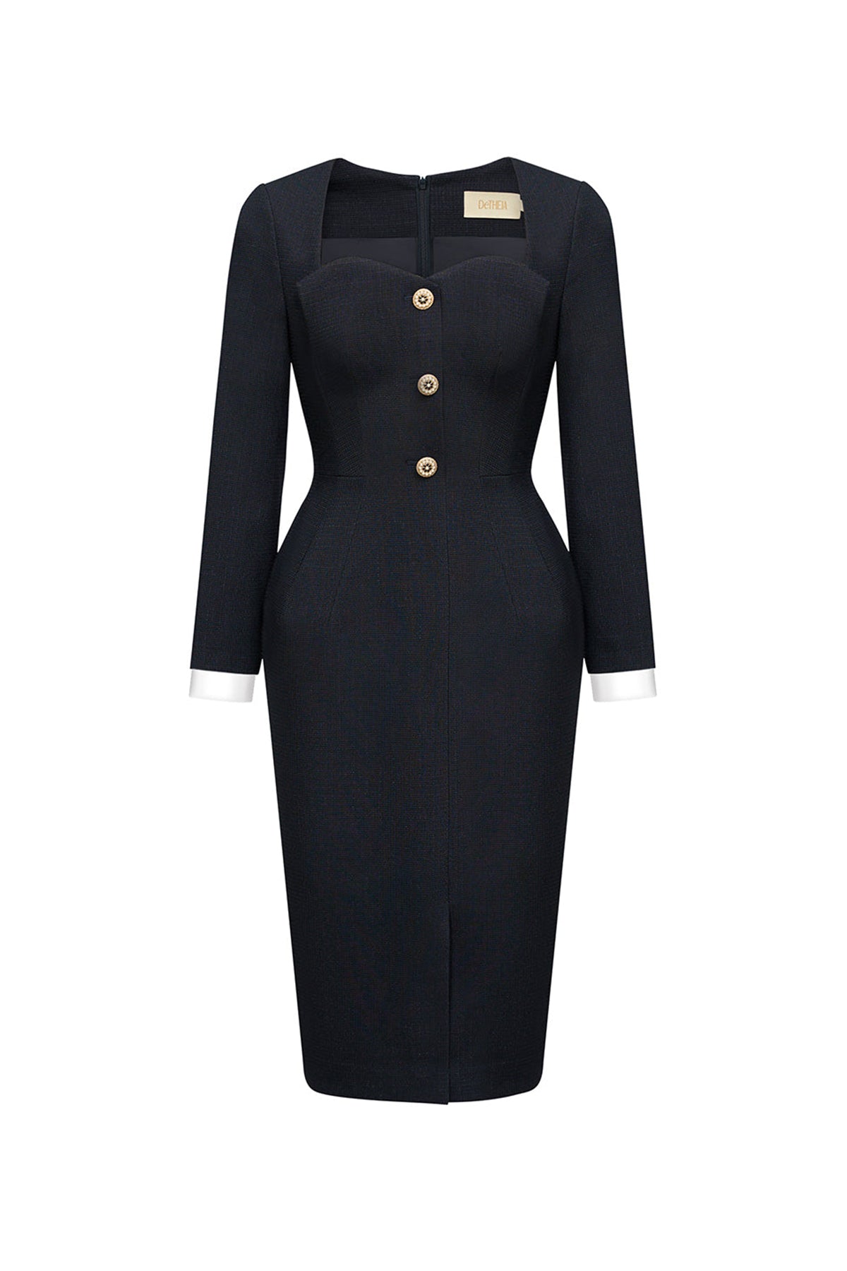 Georgiana Pegged Queen Anne Neck Polycotton Knee-length Dress