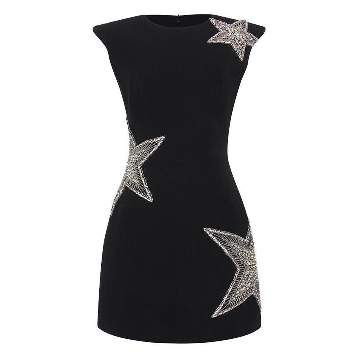 Hibiscus Bodycon Boat Neck Crepe Mini Dress