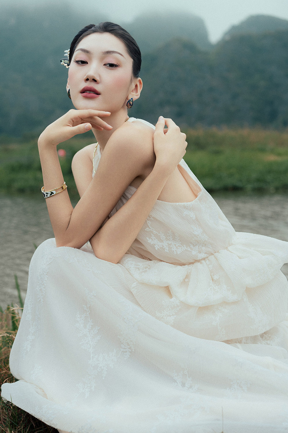 Hoa Anh Peplum Maxi Dress