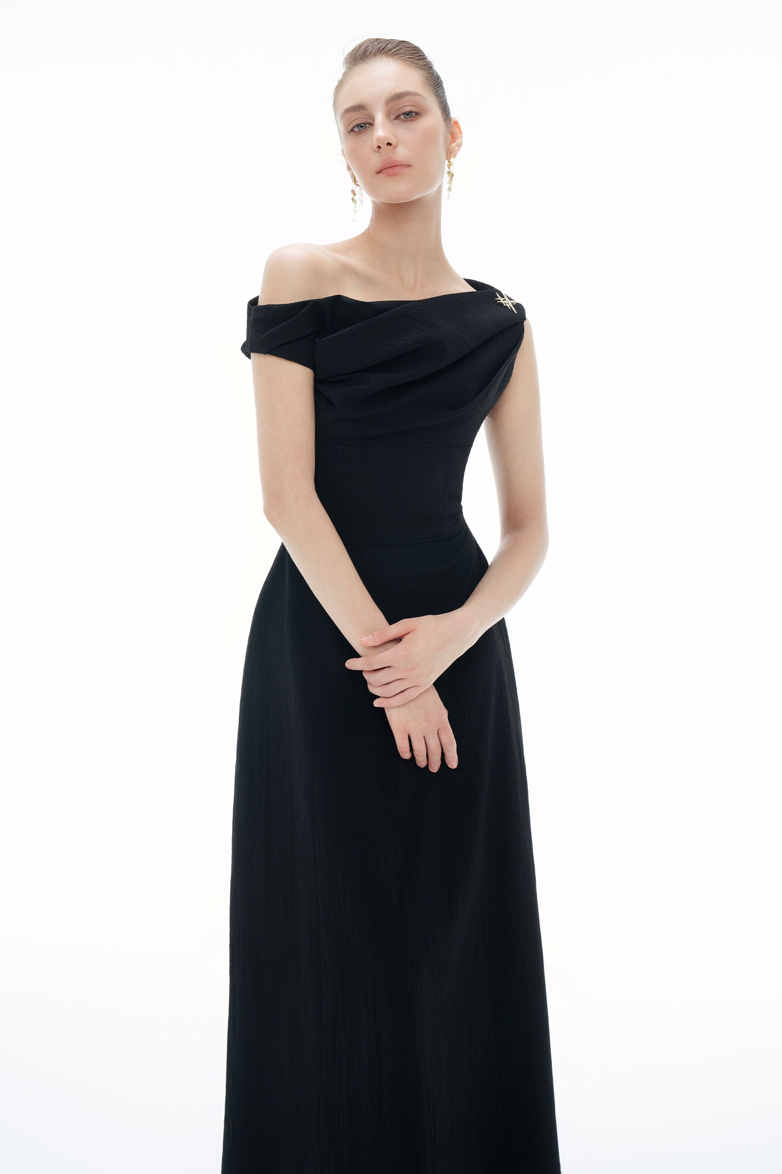 Charlotte Asymmetric Neck Maxi Dress
