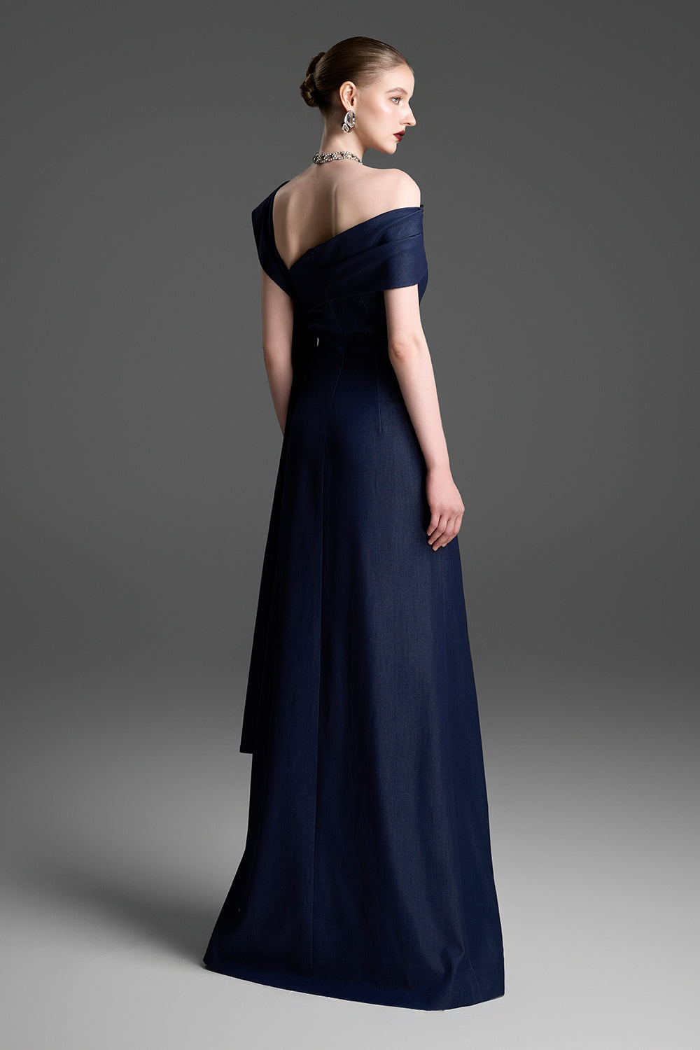 Mireille Asymmetric Neck Draped Maxi Dress
