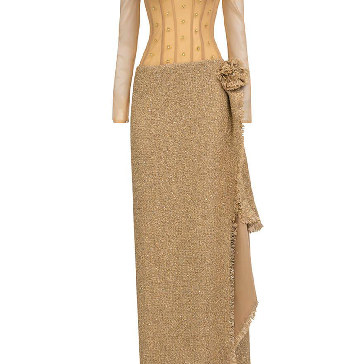 Lyanna Sheath Square Neck Polyester Floor Length Dress
