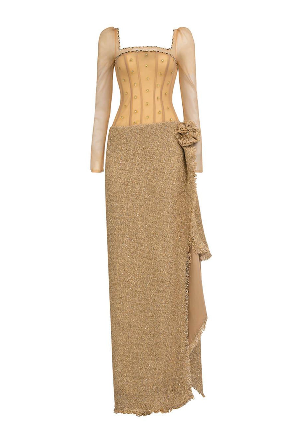 Lyanna Sheath Square Neck Polyester Floor Length Dress